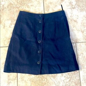 Tory Burch Navy Linen Button-Front Skirt.  Size 6. Excellent condition.